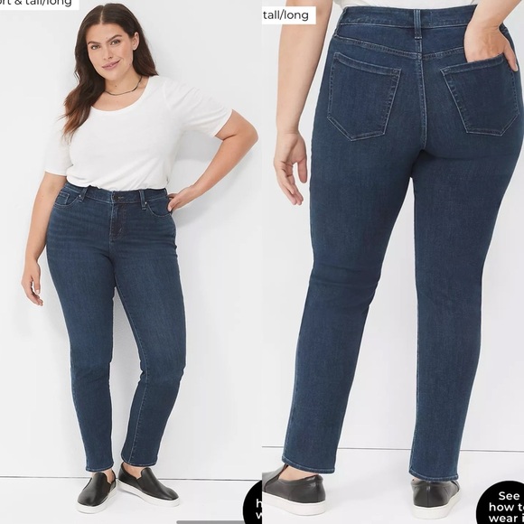 Lane Bryant | Signature Fit Straight Jean Everyday Dark Wash FlexMagic Waistband - Picture 1 of 6